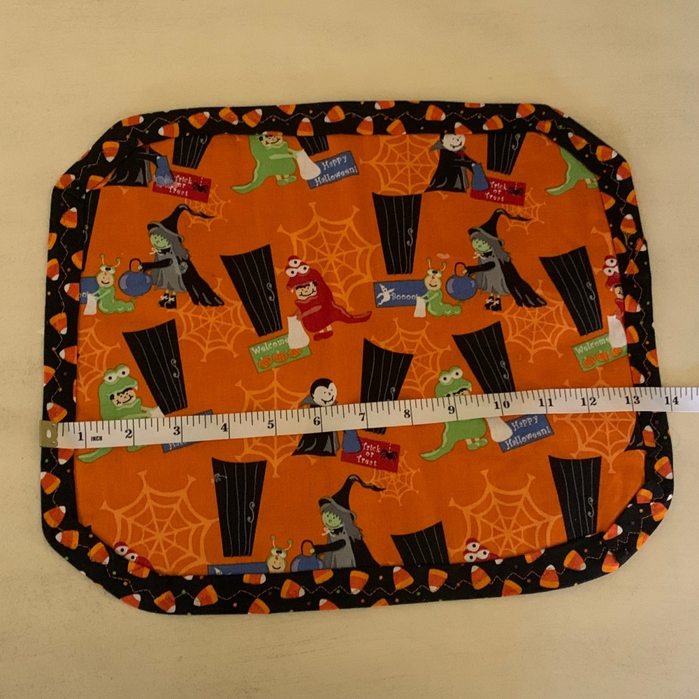 6 pc Ty Orange Boo Plush Halloween Kitchen table placemat ghost candles mitt lot - Picture 8 of 16